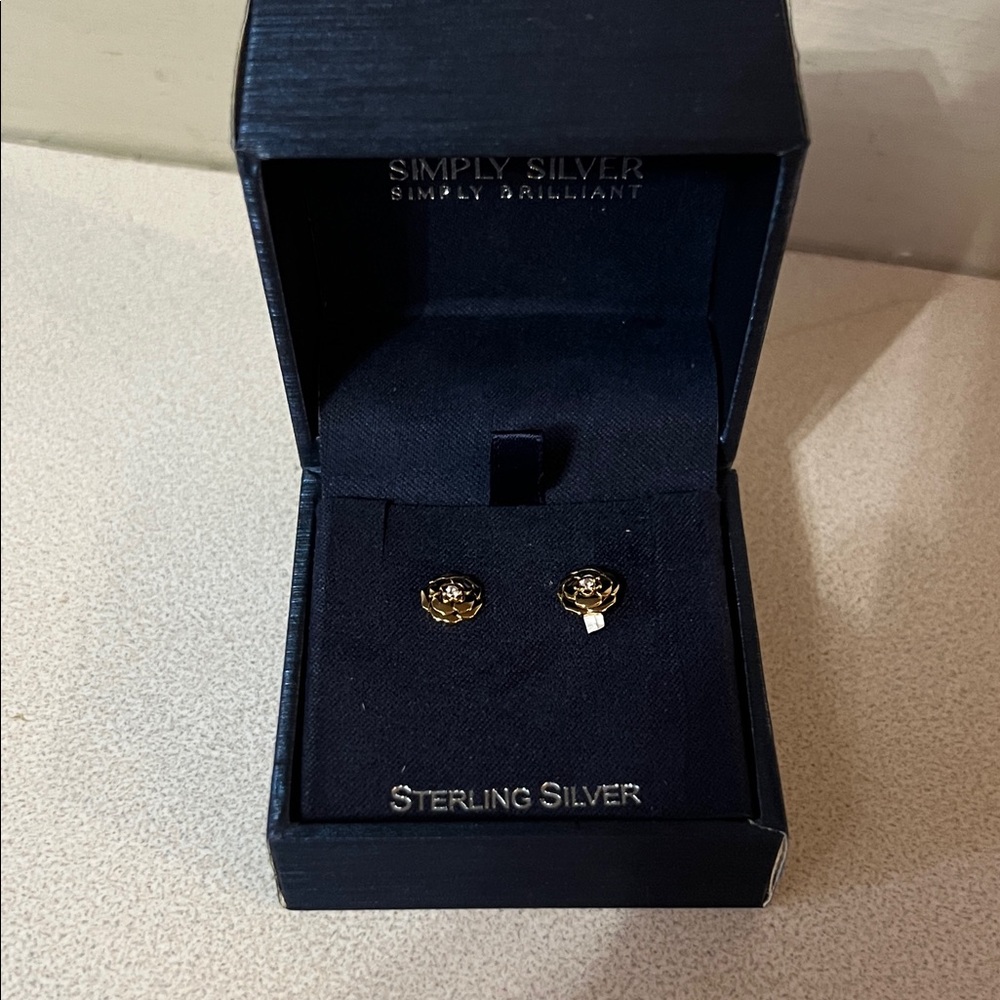 Gold Rose Earrings in gift box